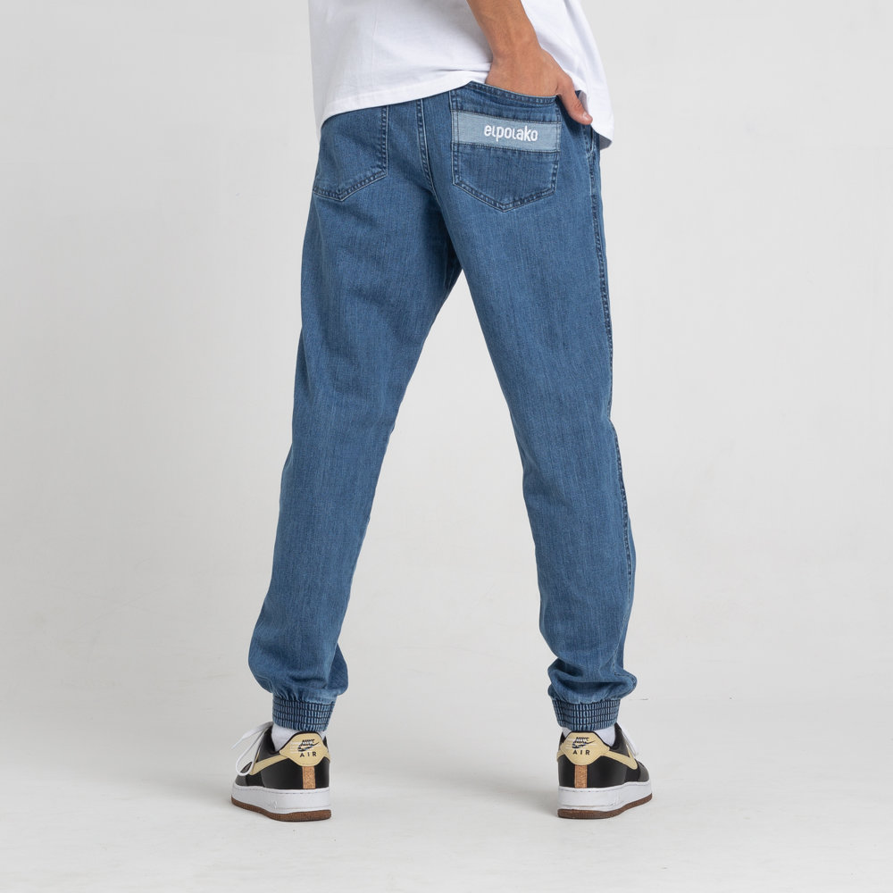 El Polako STRIPE Jogger Slim Jeans z Gumą Light