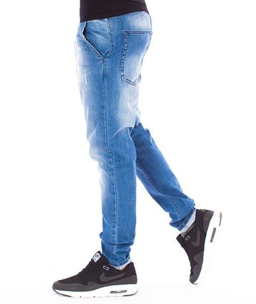SmokeStory-Premium Jeans Stretch Skinny z Gumą Spodnie Na Górze Light Cieniowane