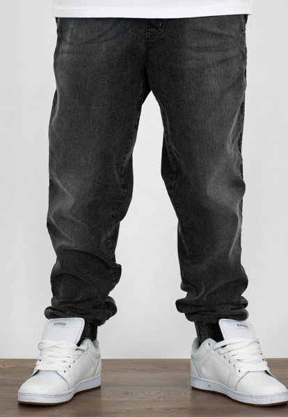 Biuro Ochrony Rapu-Jogger Fit Guma Strecz Spodnie BOR New Outline Szary Jeans