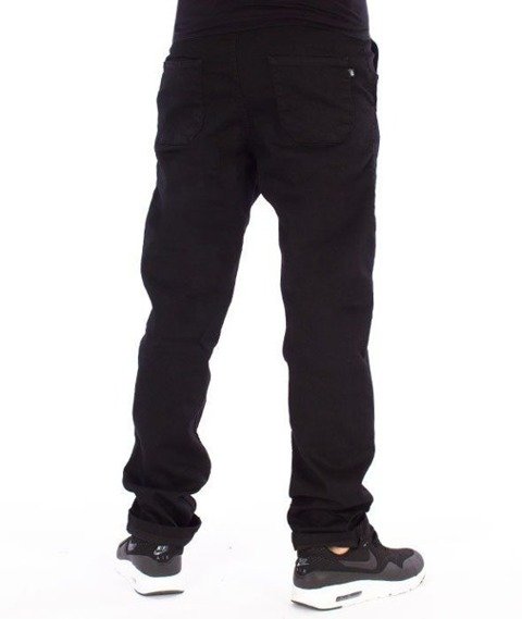 SmokeStory-Jeansy Stretch Straight Fit Guzik Spodnie Czarny Jeans